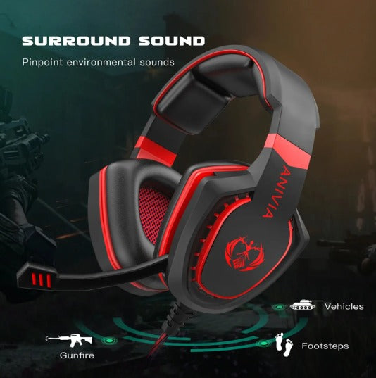 Gaming Headset Noise Isolation Over-Ear Headphones with Microphone. Volume control Bass Surround Video Game