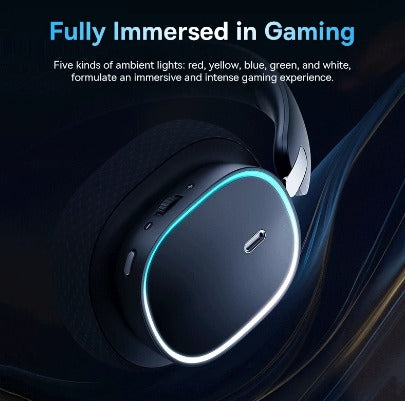 Gaming Wireless Headphones with Microphone Over-Ear Headphones Bluetooth 5.0 40mm Driver 5.3G/Wireless/Wired RGB Headsets